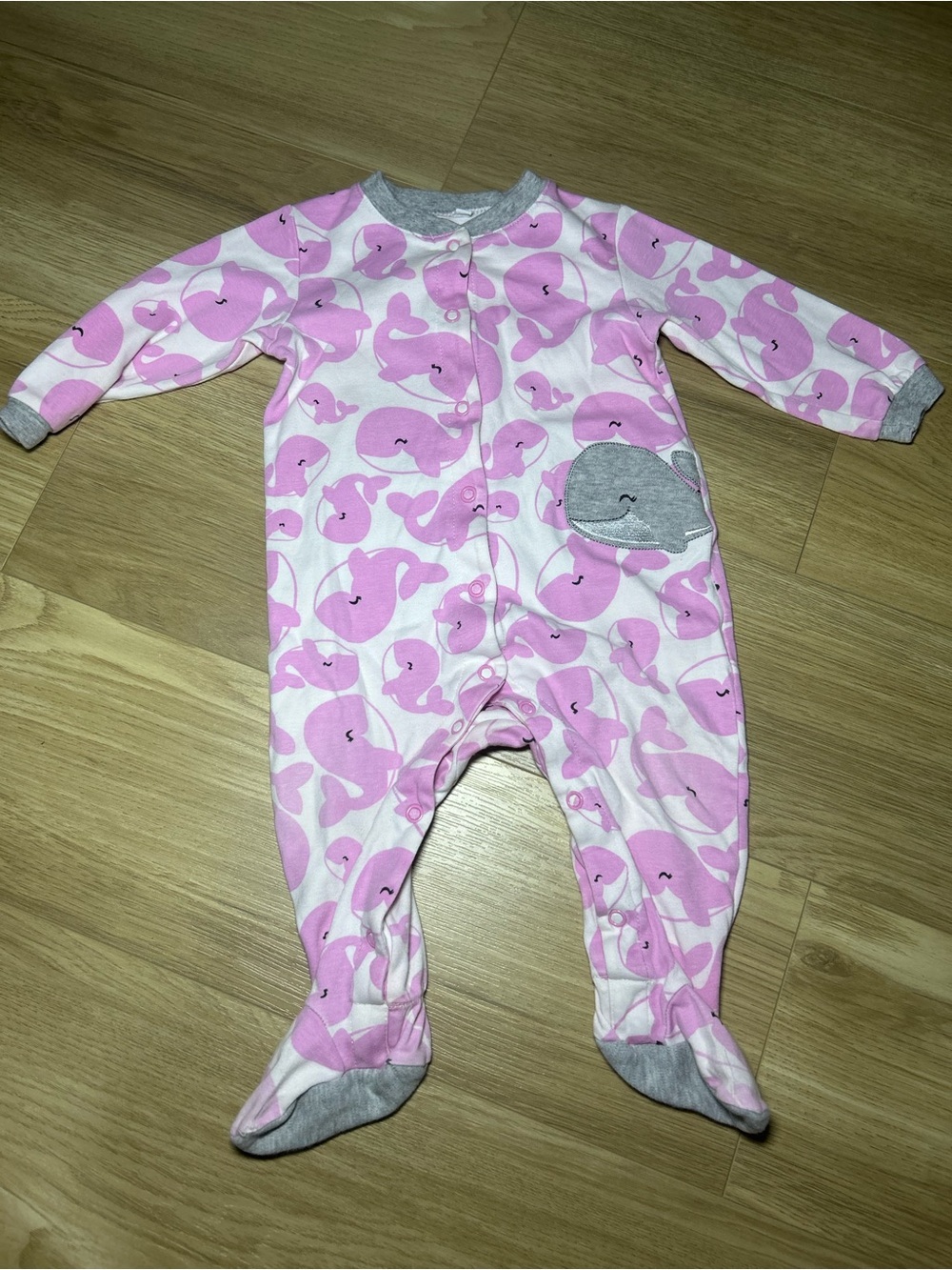 Pink Whale-Print Footed One-Piece for Kids - Soft Cotton
